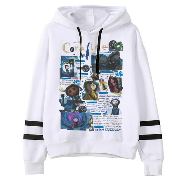 Coraline Sudaderas Con Capucha Mujeres anime Vellón Gótico hoddies Tira De Las Estética