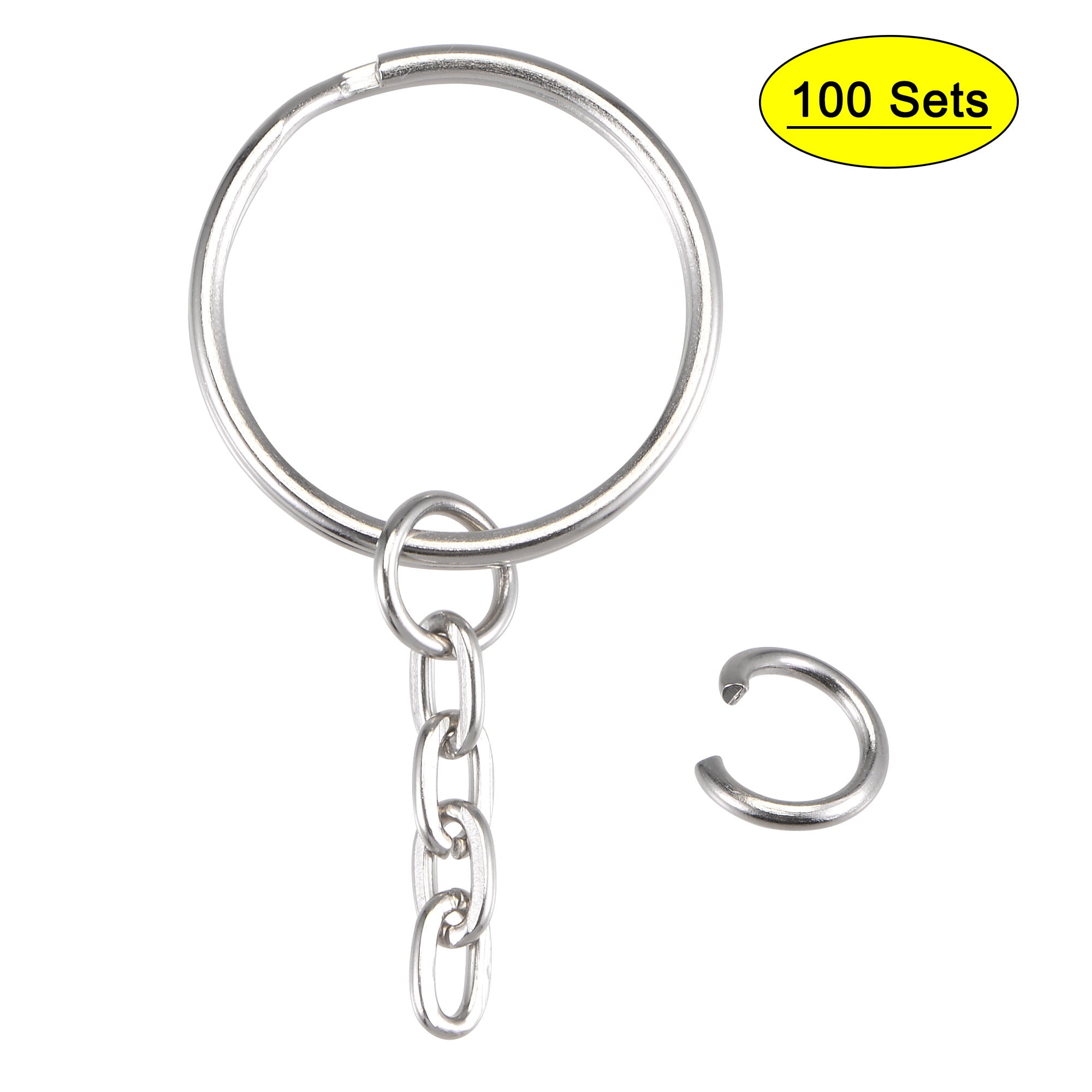 Key Chain Key Ring 28mm Double Split Ring with Chain Stainless Steel G86 