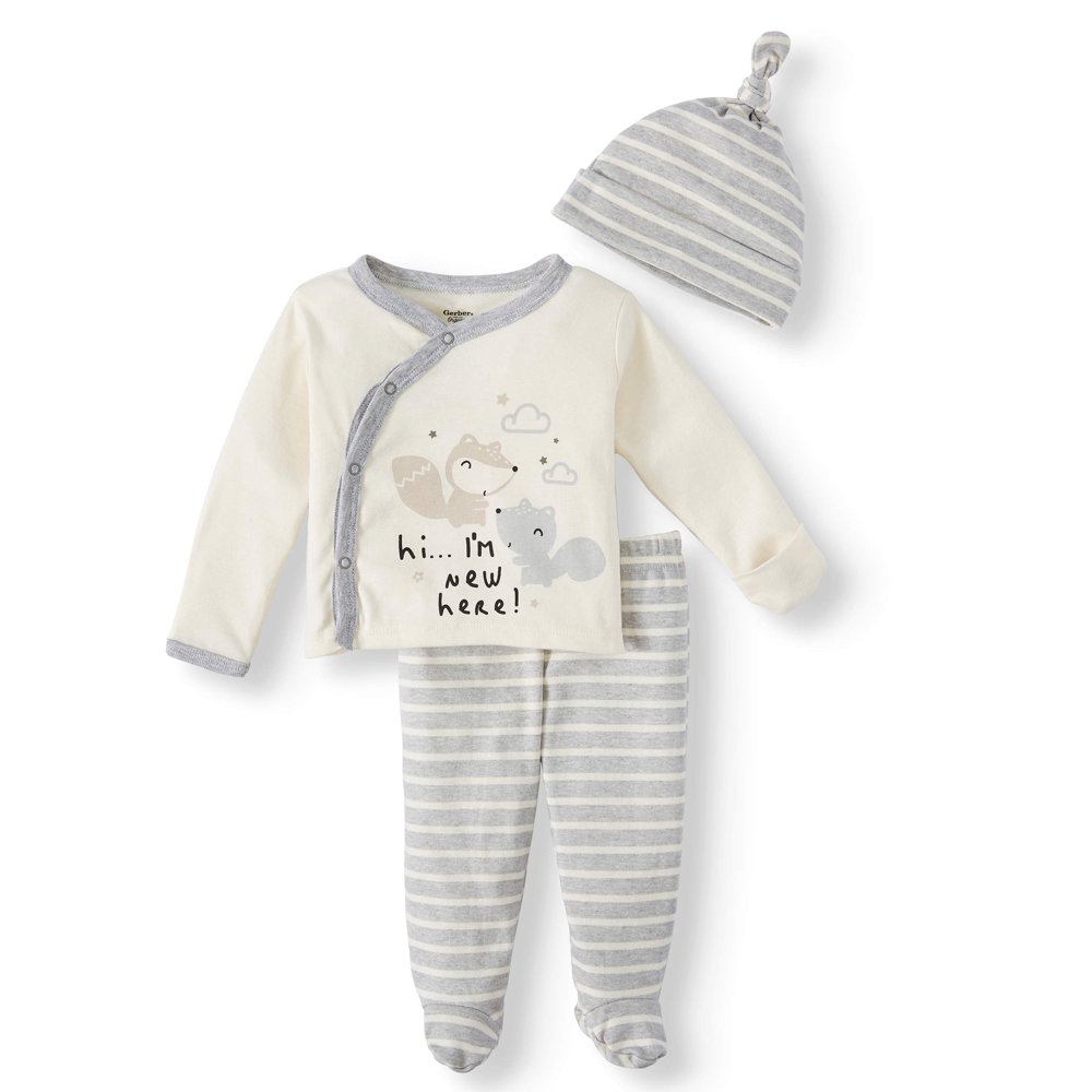 Gerber Gerber Baby Boy Organic Cotton Take Me Home Outfit Set, 3