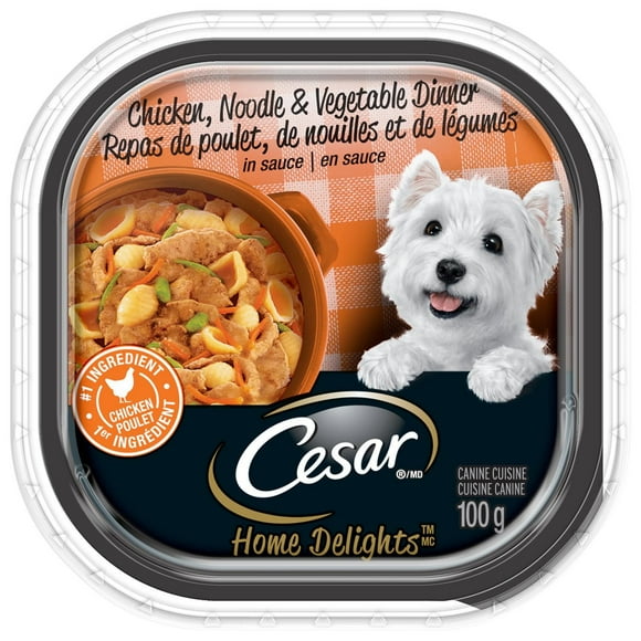 Cesar Home Delights Chicken Noodle & Vegetable Dinner in Sauce Soft Wet Dog Food, 100g