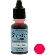 Tsukineko 1/2 Fluid Ounce StazOn Multi-Surface Inker, Cherry Pink