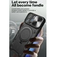 thumbnail image 3 of Magnetic Ring Stand Case for iPhone 15 Case with Camera Lens Sliding Cover, Compatible with Car Mount Holder, Hybrid Rugged Military Grade Shockproof Lens Protection Case, Purple, 3 of 10
