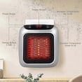 thumbnail image 3 of (EU)Portable Heater, 800W Ceramic Plug in Heater, Space Electric Fan Heater with Remote Control, 12H Timer, LED Display, 2 Heat Setting p, 3 of 5