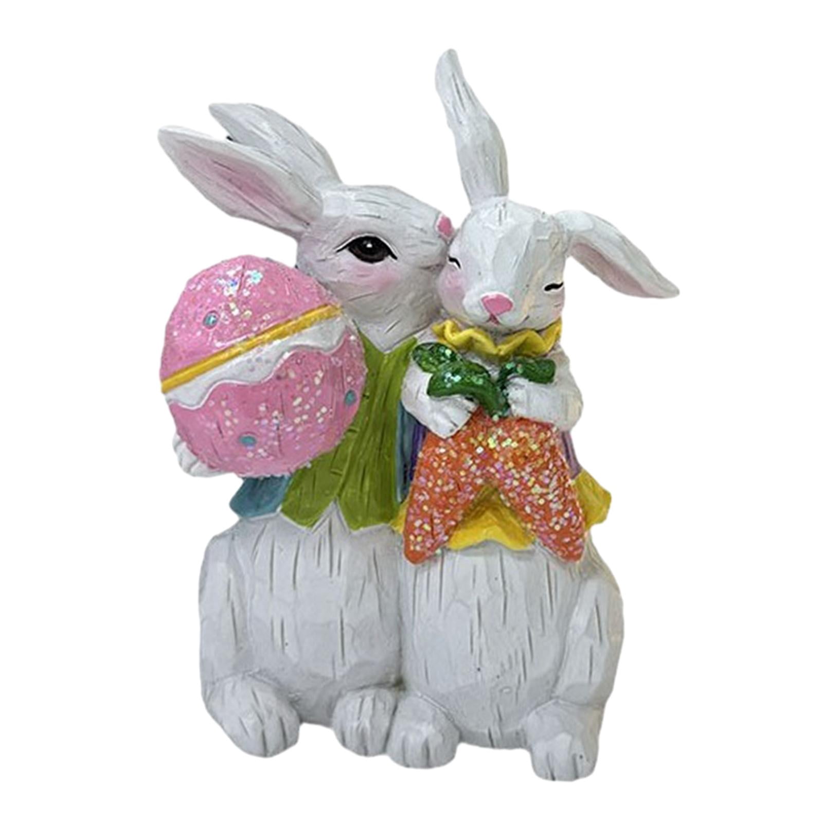 TISHITA Easter Resin Figure Cute Easter Decor Animal Sculpture for Garden Desk Table