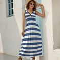 thumbnail image 5 of Blue And White Vintage Stripes Womens Night Club Maxi Dress V Neck Sleeveless Bohemia Long Dresses, 5 of 9