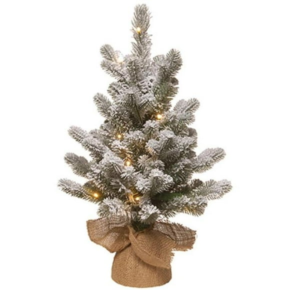 2 ft. Feel Real Snowy Artificial Tree, Warm White