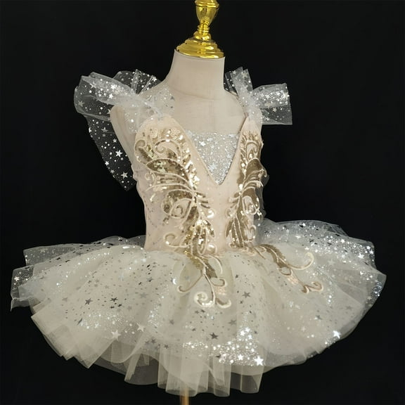 Girls Tutu Dress Sequin Lace Toddler Baby Performance Puffy Skirt Princess Dance Costumes 1-14 Years