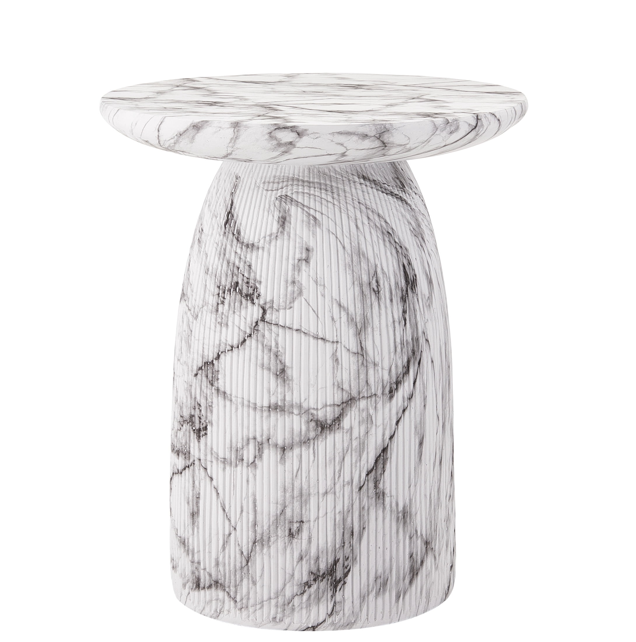Christopher Knight Home Outdoor Lightweight Concrete Side Table, Round Patio Accent Table, Marble Effect