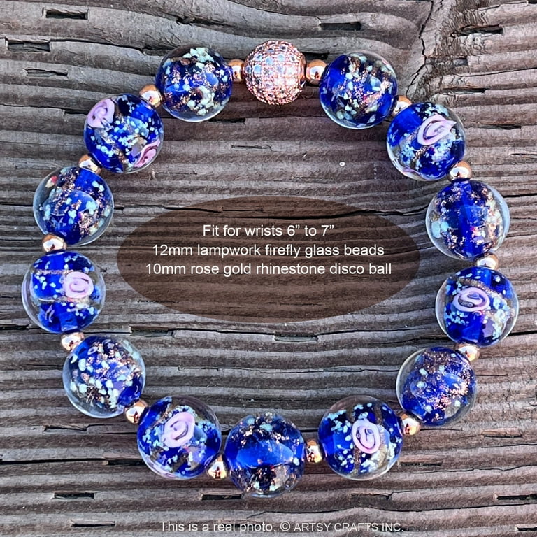 ARTSY Crafts Glow in The Dark Beaded Bracelet, Handcrafted Luminous Beads  Chakra Bracelet for Women Men, 12mm Murano Glass Beads 7 Chakras Healing