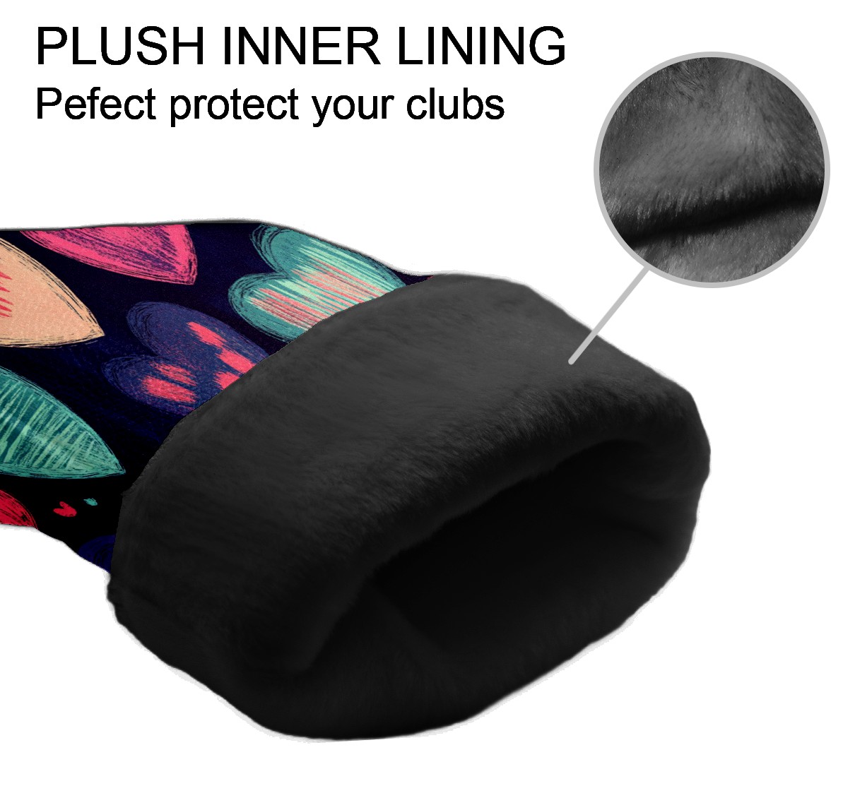Golf Club Covers PU Leather Waterproof Head Covers for Fairway Woods Hybrids Graffiti Heart Pattern