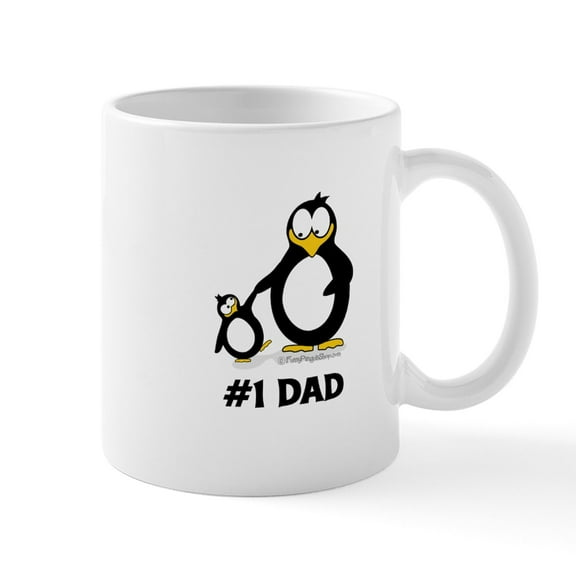CafePress - Number 1 Dad Penguin Mug - 11 oz Ceramic Mug - Novelty Coffee Tea Cup