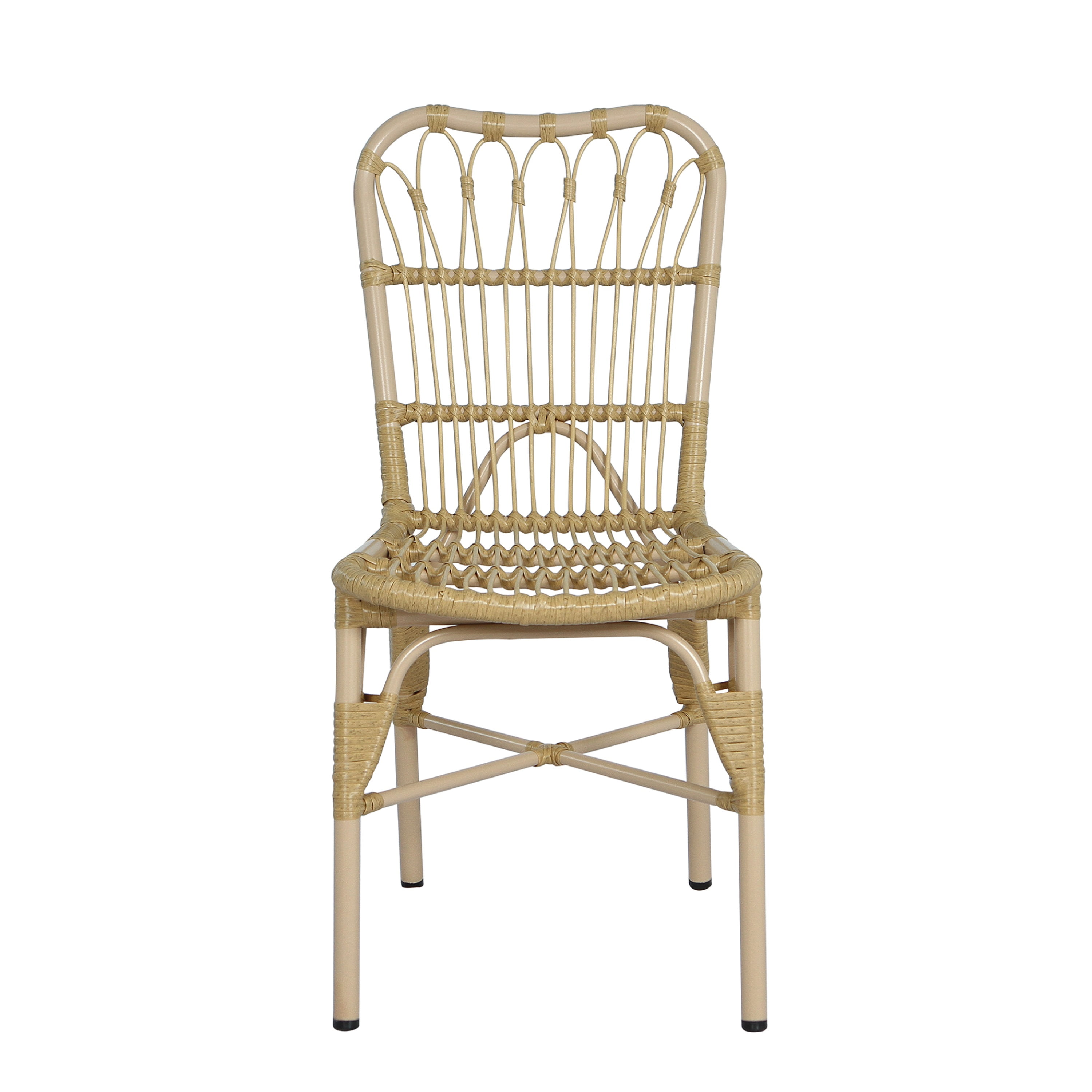 Euroco Outdoor PE Wicker Patio Dining Chairs Set of 2,Outdoor Rattan chairs for Backyard,Poolside,Garden, NATURAL