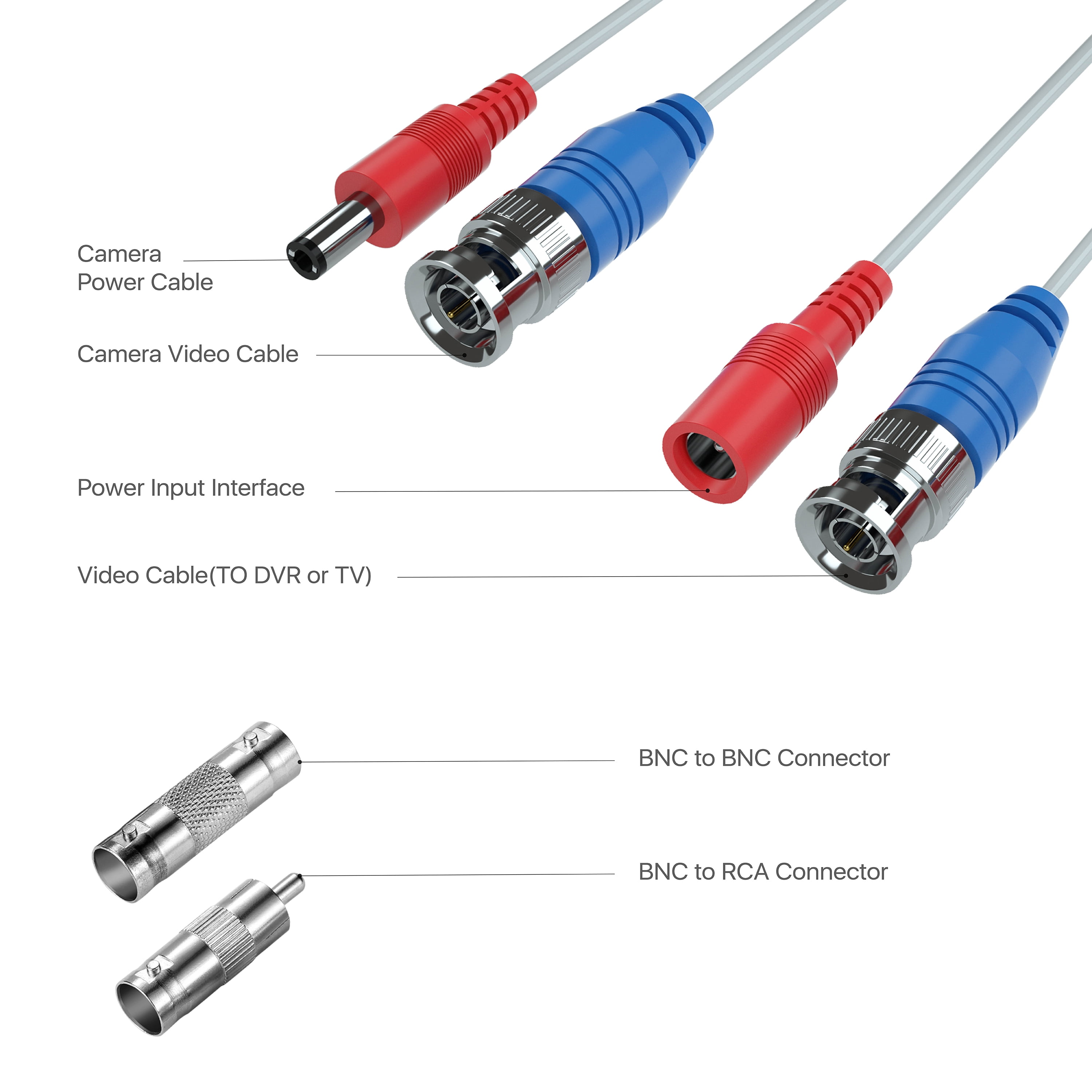 ZOSI 4 Pack 100Feet 30m BNC Video Power Cable Security Camera Wire Cord for Surveillance CCTV DVR Surveillance System