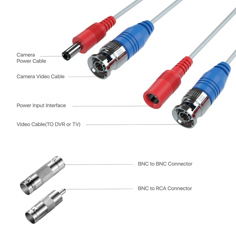 Extensión Cámara Seguridad Cable Extensión CCTV BNC Alimentación