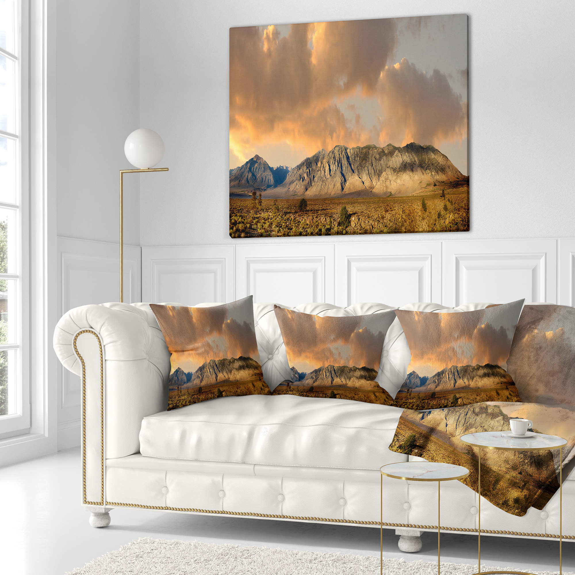 Designart Sierra Nevada Mountain - Landscape Printed Throw Pillow - 18x18