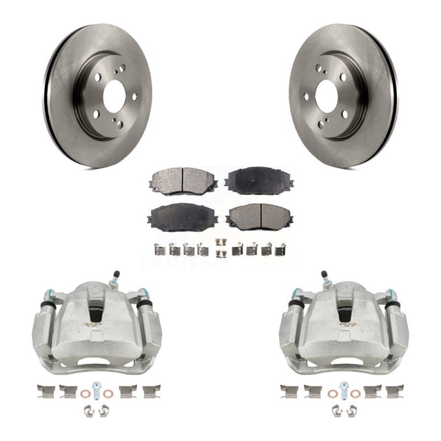 Transit Auto Front Disc Brake Caliper Rotors and Semi-Metallic Pads Kit for Car Toyota RAV4 LE KC8-100016P