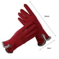 thumbnail image 5 of Opolski 1 Pair Two Buttons Solid Color Driving Gloves Fleece Lining Warm Women Gloves for Autumn Winter Red, 5 of 7