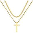 thumbnail image 5 of Stainless Steel Cross Necklaces for Men Layered Cuban Link Chain Rope Chain Mens Cross Necklaces Black Silver Gold Cross Pendant Necklace for Men Women 16-26 Inches, 5 of 9