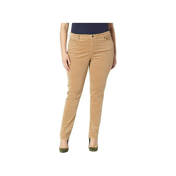 Lauren Ralph Lauren Women's Plus Size Premier Straight Corduroy Jeans Beige  Size 18W 