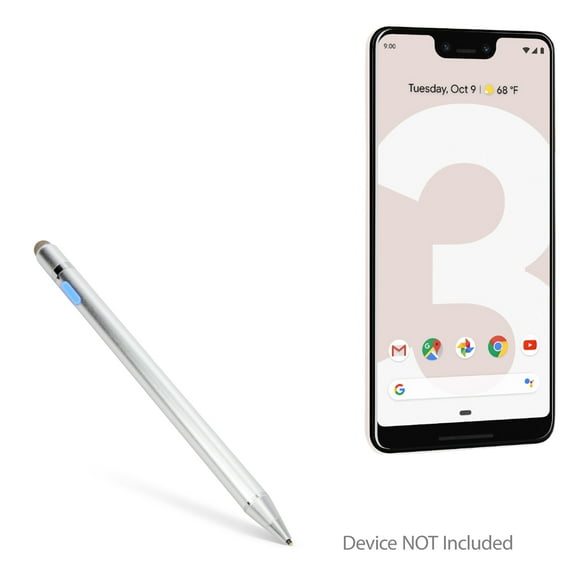 Google Pixel 3 XL Stylus Pen, BoxWave® [AccuPoint Active Stylus] Electronic Stylus with Ultra Fine Tip for Google Pixel 3 XL - Metallic Silver
