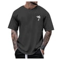 thumbnail image 1 of Men's Round Neck Short Sleeve Loose Summer Tops Fashion T-Shirt With Graphic Creative Letters Retro Print Street Sports Casual Tops S, 1 of 4