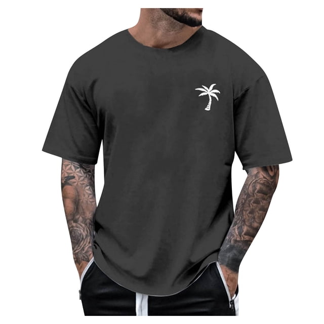 Men's Round Neck Short Sleeve Loose Summer Tops Fashion T-Shirt With Graphic Creative Letters Retro Print Street Sports Casual Tops S