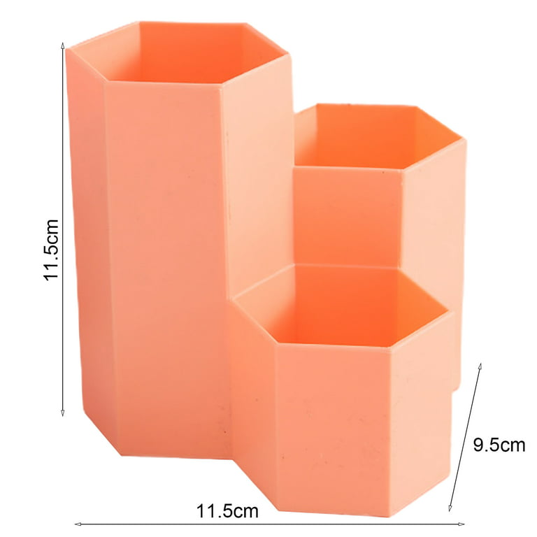 Flm 3 Grids Hexagon Pen Holder Space Saving Plastic Teen School Pencil Caddy for Students, Size: Large, Other