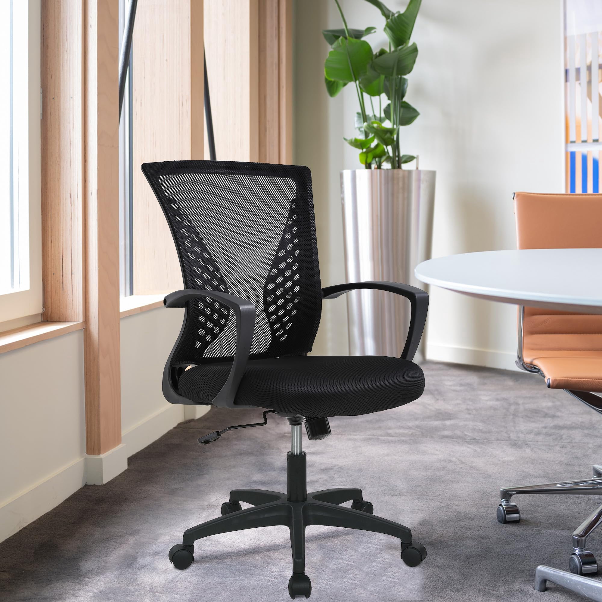 FDW Ergonomic Office Chair, Swivel Rolling, Lumbar Support for Men, Women(Black)
