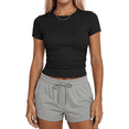thumbnail image 2 of Sundazz Slim Fitted T Shirts for Women Short Sleeve Ruched Crop Tops Summer Basic Tees, XS-XL, 2 of 9