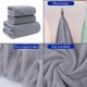 thumbnail image 5 of Set de toallas de baño hiladas de terciopelo | Toallas suaves altamente absorbentes para baño, spa, gimnasio | 2 Toallas y 1 Toalla de baño | Duradero, Rápido Secado, Cómodo | 75x35cm & 70x140cm, 5 of 7