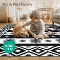 thumbnail image 4 of ODIKA 9'x12' Washable Area Rug Non-Shedding, Easy Care Under Door Mirrored Symmetry Stacked Stripe Welcome Layering for Master Suite, California King, Under Bed, 4 of 7