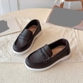 thumbnail image 5 of Owordtank Kids Comfortable & Lightweight Loafers Classic Leather Moccasins Thick-Sole Casual Business Work Flats, 5 of 8