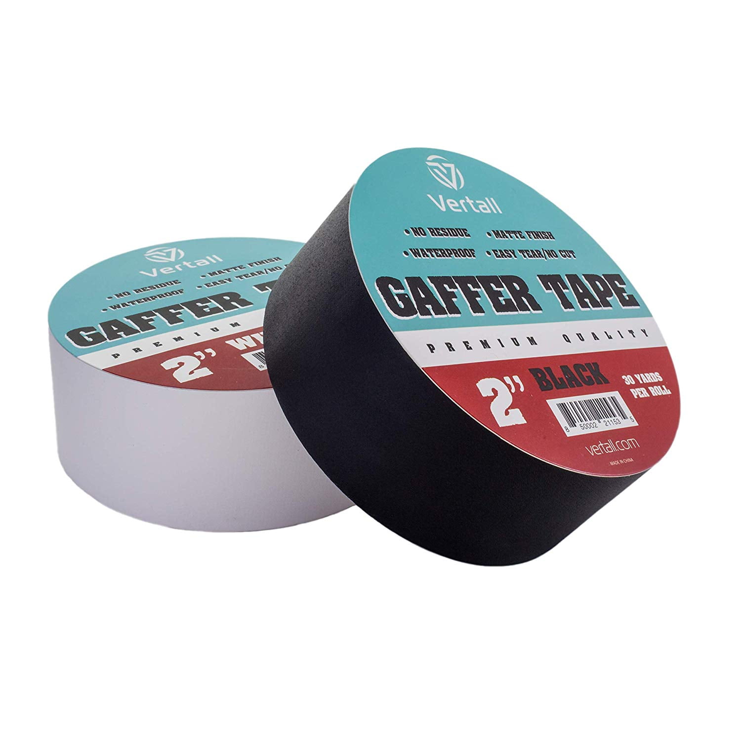 Residue Free Non Reflective x 60 Yards MAT Gaffer Tape Black Low Gloss Finish Film Available in Multiple Colors 2 in Better Than Duct Tape 