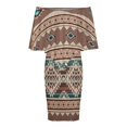 thumbnail image 5 of Southwest Native Aztec Women's Off The Shoulder Ruffles Summer Wedding Guest Loose Casual Party Beach Dress, 5 of 9