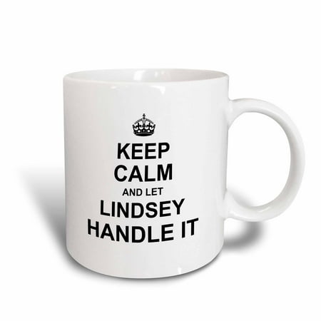 20 Oz Soup Mugs With Handle 3dRose Keep Calm and Let Lindsey Handle it - funny personal name - Ceramic Mug, 11-ounce ()