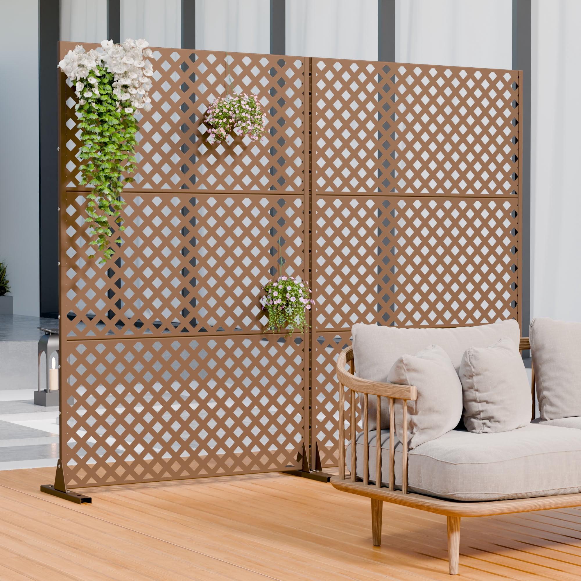 MAYEERTY 3 Panels Outdoor Privacy Screen, Metal Decorative Privacy Fence, 2 pcs Privacy Panel for Patio, Balcony, Backyard, Garden