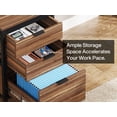 thumbnail image 4 of Fnova 59'' Computer Desk, Home Office Writing Table with 3 Reversible Drawers, Industrial File Storage Desk, Sturdy Metal Frame with Adjustable Feet, for Home Office & Study, 4 of 17