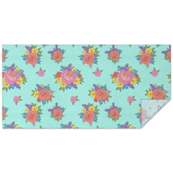 Pioneer Flower Floral Print Pattern Rectangle Tablecloth 60"x120", Waterproof Polyester Table Cloth, Wipeable Spillproof for Dining Camping Indoor Outdoor