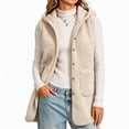 thumbnail image 6 of Valufy Women's Hooded Fleece Vest, Button Down Sleeveless Sherpa Gilet with Pockets, Mid-Length Loose Fit Warm Outerwear, 6 of 6