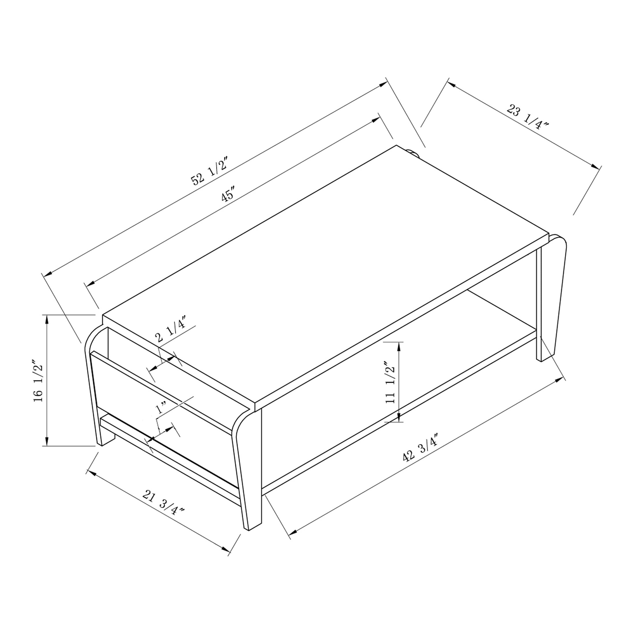 Furniture of America Allium 1-Shelf Coffee Table, Cappuccino