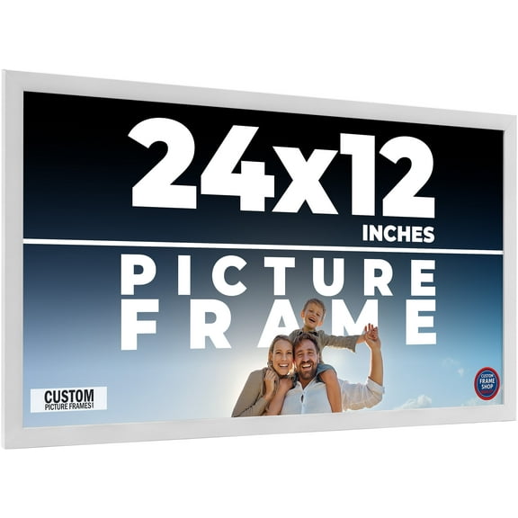24x12 Frame White Solid Wood Picture Frame Includes UV Acrylic Shatter Guard Front, Acid Free Foam
