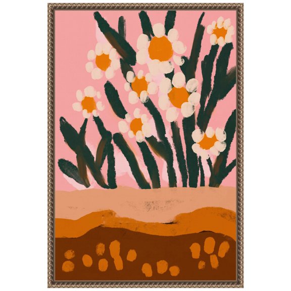 Amanti Art Pastel Flower Impression No 3 Framed Canvas Wall Art Print