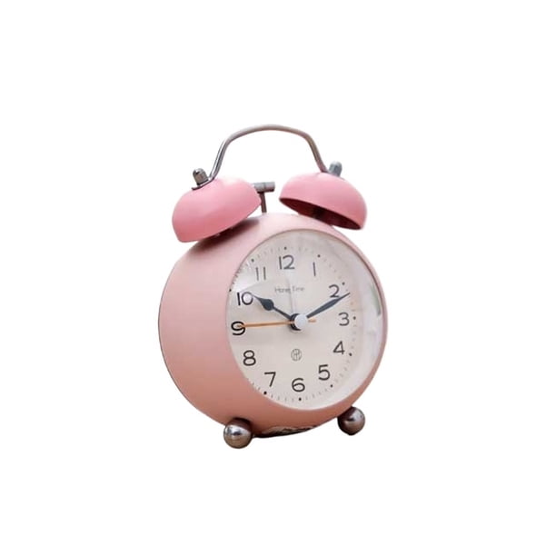 Reloj rosa for dormitorio, reloj despertador analógico con pilas for cama, sala de estar, sala de estudio, dormitorio escolar, reloj despertador de escritorio