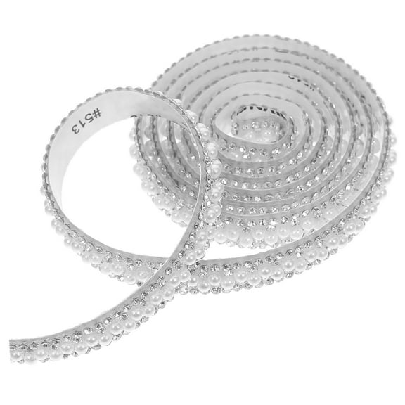 Raindrops 2 Rolls Pearls Rhinestone Ribbons for DIY Craft Projects 11.8X0.39X0.12In