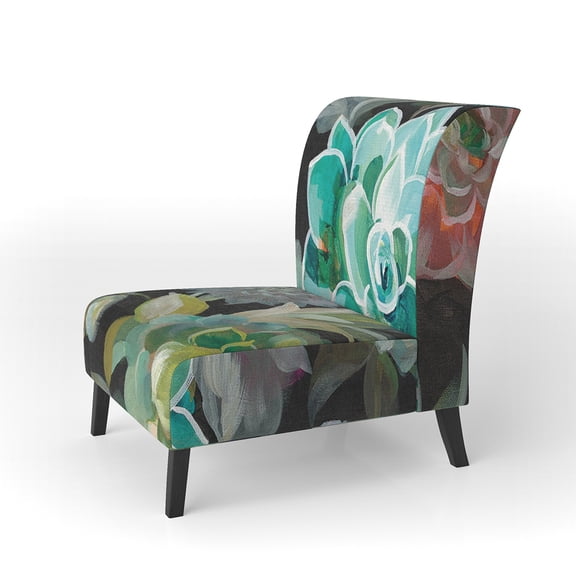 Designart "Floral Succulents" Upholstered Traditional Accent Chair - Arm Chair