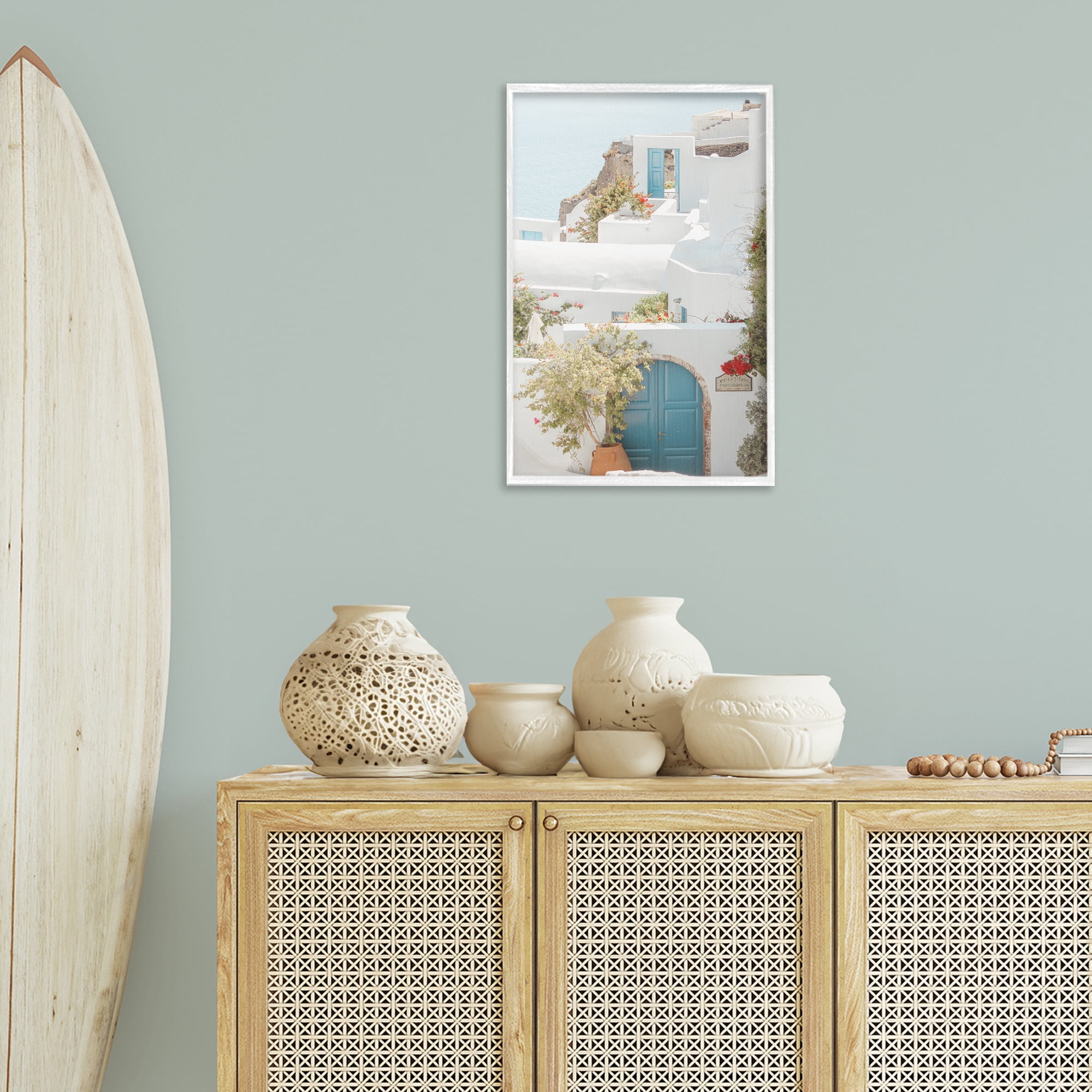 Stupell Industries Coastal Town Doorways Town & City Photography White Framed Art Print Wall Art, 16 x 24
