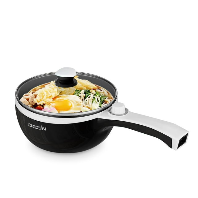 Dezin Hot Pot Electric Upgraded, Non-Stick Sauté Pan, Rapid Noodles Electric Pot, 1.5L Mini Portable Hot Pot for Steak, Egg, Fried Rice, Ramen, Oa