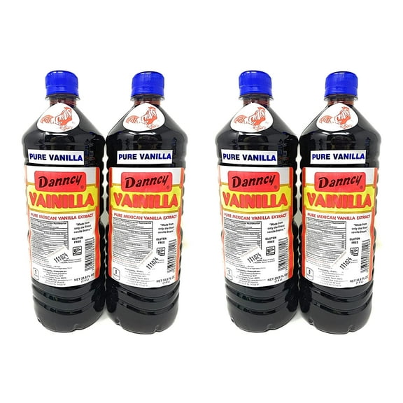 Danncy Dark Pure Mexican Vanilla Extract From Mexico 33oz Each 4x Plastic Bottle Lot Sealed