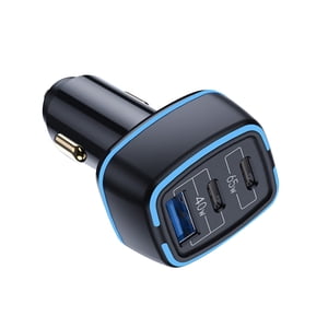 105W USB C Adaptateur de chargeur de voiture 3 Port PD 65W Chargement rapide LED Adaptateur de chargeur de téléphone de voiture plus léger pour iPhone 13 12