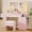 Pink, variant on FANRAL Vanity Desk with Mirror and Lights,Makeup Vanity with 5 Drawer & LED Glass Cabinet,3 Light Mode and Brightness Adjusted,Vanities Mirror with Light Desk and Chair,White Vanity